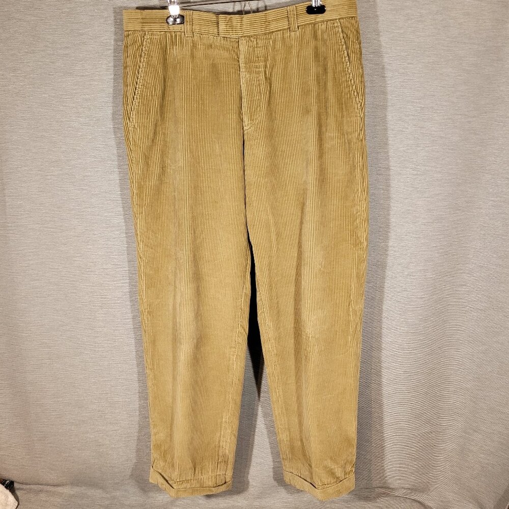 Men's Vintage Zegna Casual Tan Corduroy Pants, size 36